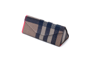 Tri Fold Hard Case - Tartan Blue Pink