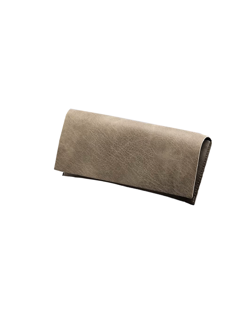 Soft Vegan Leather Glasses Case - Coffee