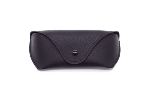 Vegan Leather Button Sunglasses Case - Black