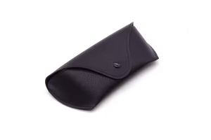 Vegan Leather Button Sunglasses Case - Black