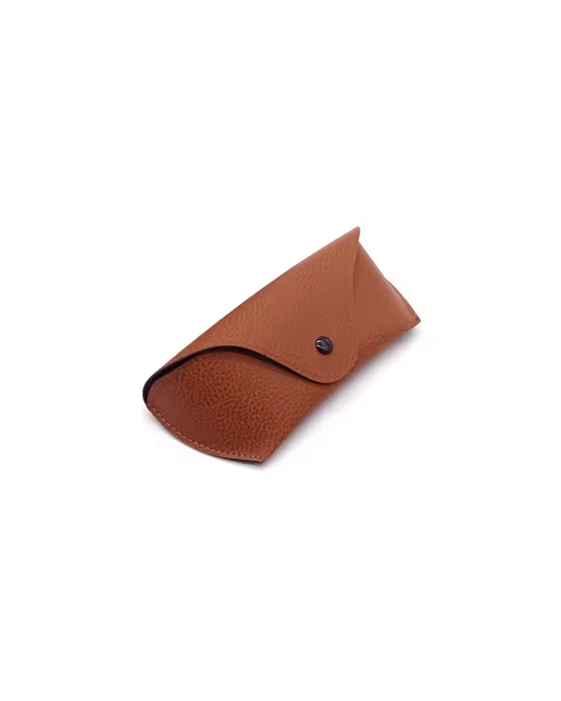 Vegan Leather Button Sunglasses Case - Tan