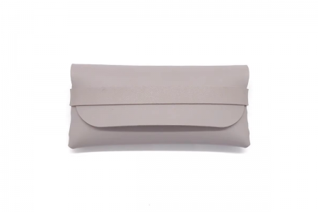 Vegan Leather Glasses Case with Strap - Light Grey