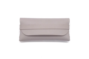 Vegan Leather Glasses Case with Strap - Light Grey