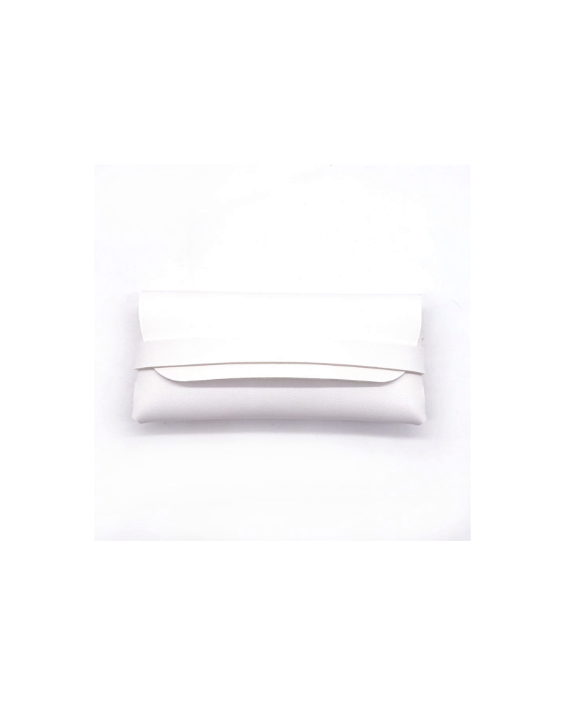 Vegan Leather Glasses Case with Strap - White