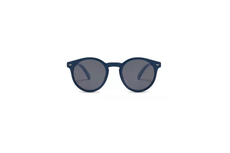Evie - Navy Blue Round Flexible Kids Sunglasses front