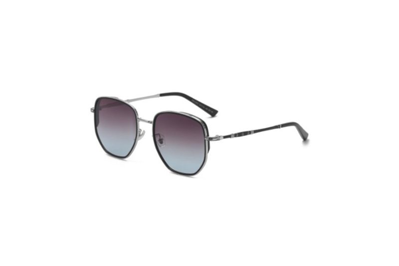 images Kyle - Silver Black Polarised Round Metal Sunglasses