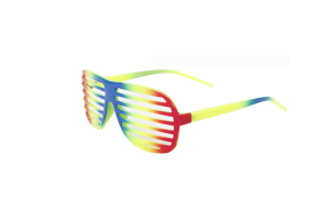 Rainbow Glow in the Dark Party Glasses - Mardi Gras Swirl