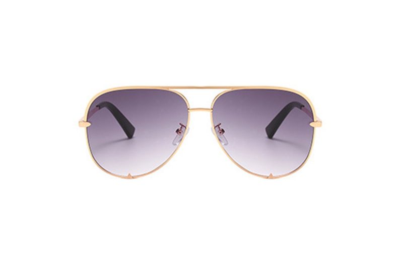 Lexi - Black Gold Oversized Aviator Sunglasses  Front
