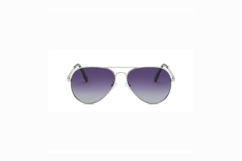 Silver Blue Polarised Aviator Sunglasses - Foxx front
