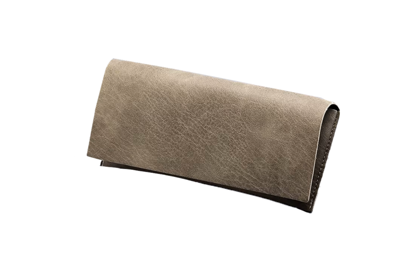 Soft Vegan Leather Glasses Case - Coffee