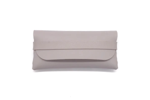Vegan Leather Glasses Case with Strap - Light Grey