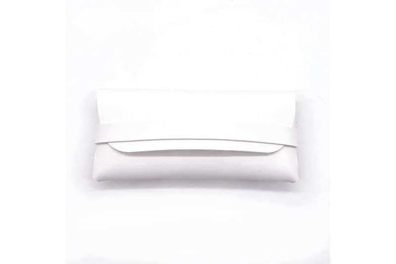 Vegan Leather Glasses Case with Strap - White
