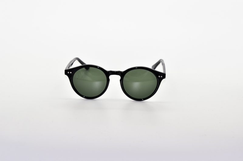 Johnny black Green Round Sunglasses front