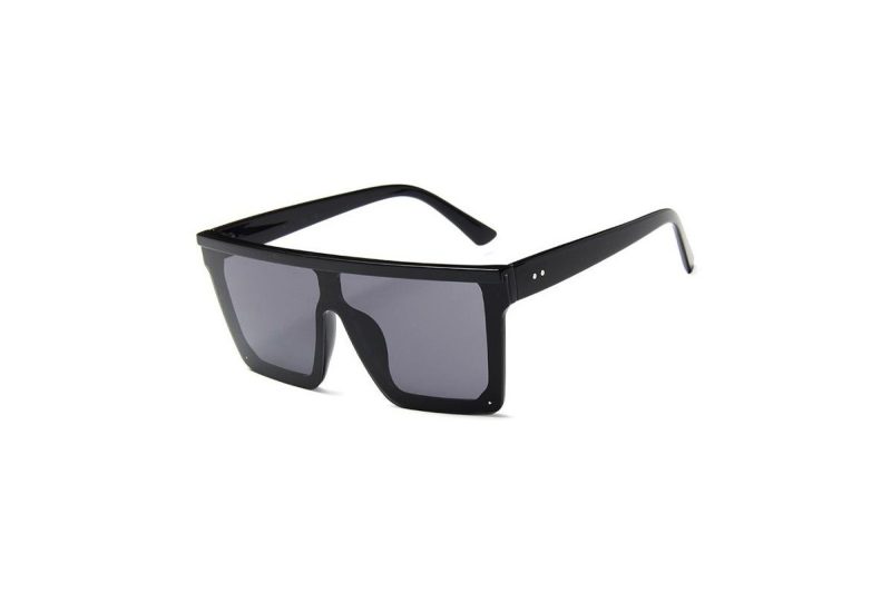Jagger - Black Oversized Flat Top Sunglasses