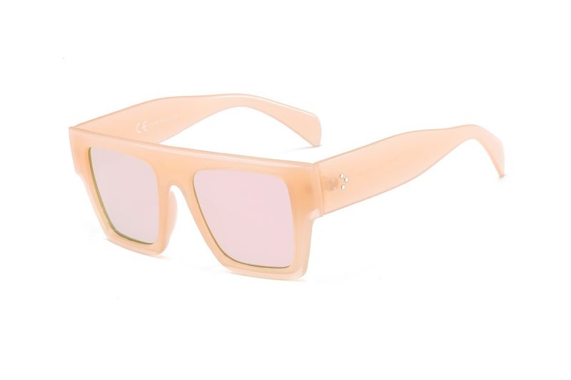 images Al -Pink Chunky Oversized Flat Top Sunglasses