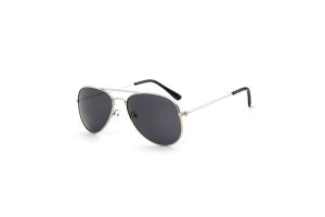 Kids Silver Pilot Aviator Sunglasses