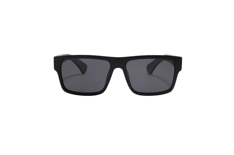 Premium Wood Flat Top Sunglasses - Ed Wood Black front