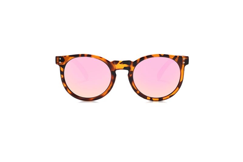 Skylar - Tort Pink RV Polarised Round Wood Sunglasses