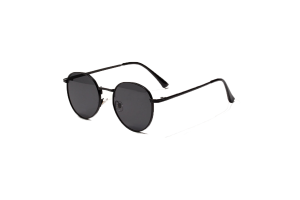 Harlow Black - Vintage Black Round Metal Sunglasses