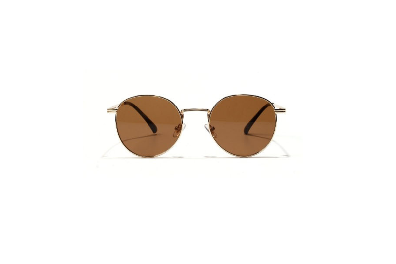 Harlow Gold Vintage Round Sunglasses brown Lens