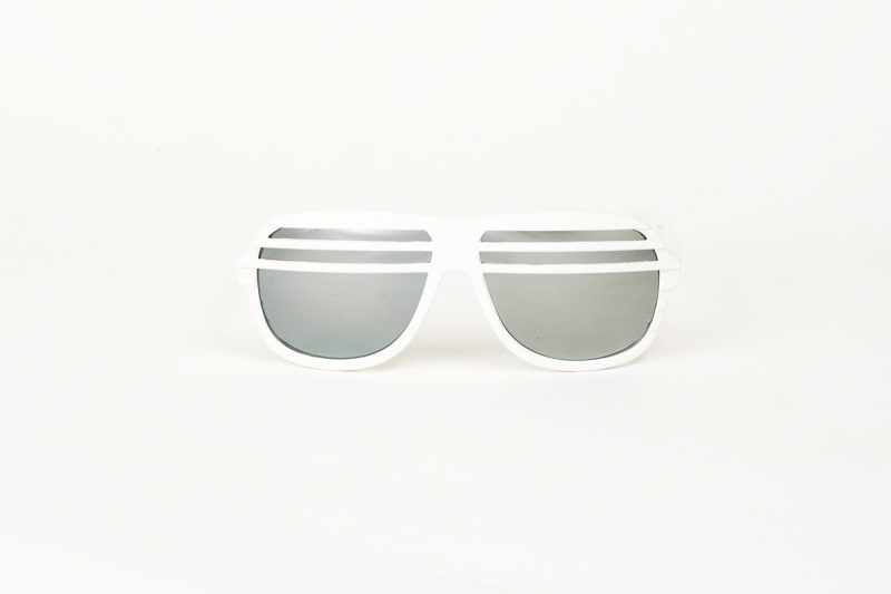 Kanye Half Shutter Shades with Mirror Lens - White Front